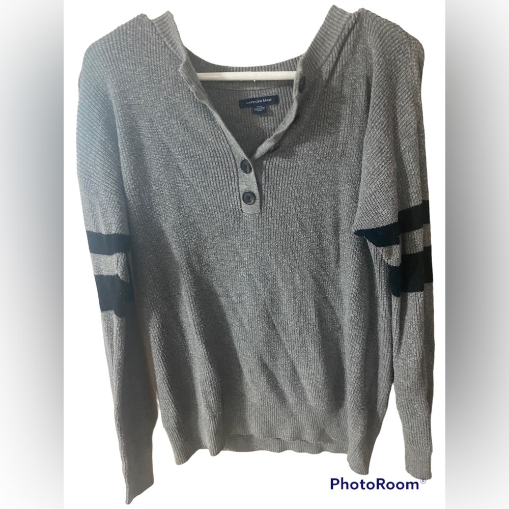 American Eagle Varsity Stripe Henley Sweater (S)